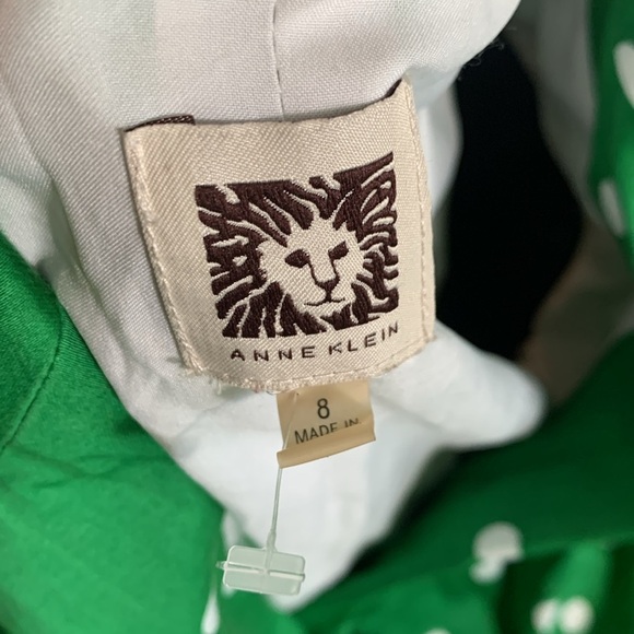 Anne Klein Faux Wrap Green & White Polka Dot Dress Fit and Flare New Size 8 - Picture 3 of 8